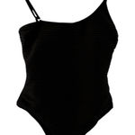 Cupshe Ribbed One Shoulder Swimsuit Women’s Large Black Resortwear NWT Photo 0