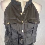 Molly green black sleeveless satin button down jumpsuit size large Photo 5