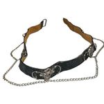 Black leather belt with goth skull and chain design… unisex Gray Photo 0