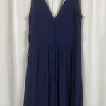 Lulus Lulu’s Navy Blue Leading Roll V Neck Ruched A Line Chiffon Maxi Dress Sz.M NWT Photo 10