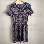 Romeo + Juliet Couture Lavender Navy Baroque Knit Skater Dress Size M Photo 8