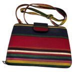 Vintage Datafax Organizer Crossbody Bag Colorful Striped Planner Purse Black Photo 0