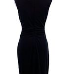 David Meister  Ruched Sheath Drape Neckline Black Mini Casual Silhouette Dress Photo 5