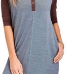 prAna  Cozy Up Henley Vintage Blue Heather Raglan Half Sleeve Dress‎ Sz M Pockets Photo 0