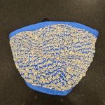 St. John ππ Boucle Ribbed Knit Face Mask ~ Blue & Ecru Print NWT Photo 1