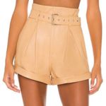 Camila Coelho NWT Azan Leather Shorts in Tan Photo 2