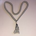 Elegant Black and White Faux Pearl Beaded Boho Necklace Photo 2