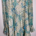 Hemant & Nandita Turquoise Blush Metallica Georgette Mini Dress Medium Blue Photo 4