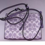 Coach NWT Slim Crossbody Bag In Signature Canvas Purple Iris Silver CBM46 Photo 1