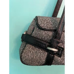 Ann Taylor Shoulder Bag Black Tweed with Faux Leather Trim Top Handle Pur Photo 3