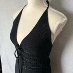 Le Lis Cover up Dress Size Small Halter Neck Black Crochet Tie Front Boho Photo 1