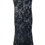 Eliza J  Navy Blue & Silver Sequin Floral Velvet Sleeveless Gown Women Sz 6 Photo 1