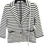 A.v.v. Standard Michel Clan Knit Blazer Jacket Small Black Striped Career Luxury Photo 7