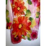 Chico's Chico’s Floral Silk Button Down Sheer Tunic Blouse w/Belt or Tie EUC Sz Lg Red Photo 8