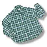 American Eagle Oversized Plaid Fleece Flannel Button Up Shacket Green Large Photo 11