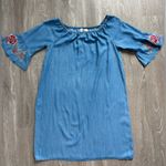 Philosophy Dress Womens Large Blue Floral Embroidered Boho Western Festival Photo 3