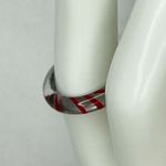 Clear Silver Red Striped Plastic Ring Size 7.25 Photo 3