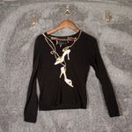 Michael Simon Black Long Sleeve Top with Shoe Embellishments Quiet Luxury Photo 2