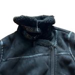 ZARA Women's Black Faux Suede/ Shearling-Lined Zippered Moto Jacket XXL 2XL Photo 3