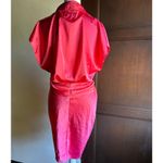 DO+BE  | Pink Satin Tie Waist Short Sleeve Shirt Party Dress Draped Mini Medium Photo 5