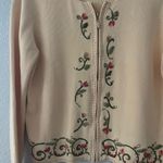 Vintage Yellow Sweater Jacket With Floral Embroidery Size small Photo 1