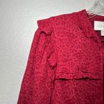Cleobella Red Floral Print Ruffle Neck Tie Blouse Women's Size M preppy career Photo 1