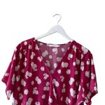 Lush Clothing Lush Ranya Faux Unlined Floral Burgundy Berry Cream White Wrap Cropped XXL #1896 Photo 1