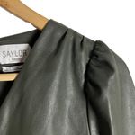 Saylor Veronicka Sage Green Faux Leather Faux Wrap Long Sleeve Mini Dress Sz XS Photo 6