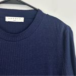 Sandro  Blue Striped Knit Mixed Fabric Long Sleeve Top Size Large Photo 6