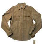 Jones New York Vintage 90s Country Petite Shirt Sz 6 P Beige Suede 100% Leather Photo 0