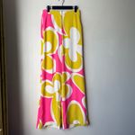 Trina Turk Verity Bright Pink & Yellow Retro Floral Wide Leg Pants 0 Photo 5