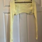 American Eagle Ribbed Shrug Sweater w Thumb Holes BUTTER YELLOW Photo 0