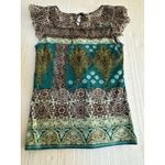 Vintage Womens Small Top‎ Green Paisley Y2K Retro Boho Fairycore Babydoll Photo 6