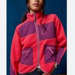 BDG NWOT Urban Outfitters Bruce Fleece Spliced Zip-up Jacket In Plum Photo 1