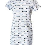 Shoshanna  fringe tweed stripe blue and white sheath dress sz 6 Photo 0