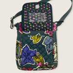 Vera Bradley Falling Flowers Green Fabric Mini Battery Wallet Crossbody Bag Photo 5