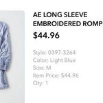 American Eagle Outfitters Long Sleeve Romper Photo 1