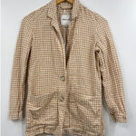 Madewell  Gingham Linen Blend Blazer Jacket Tan White XXS Photo 0