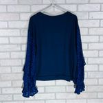 Ro & De  Tariro Navy Pullover Top with Lace Sleeves Size L Photo 5