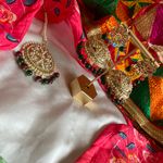 Green and Maroon Golden Jhumka with Tikka Gold Photo 2