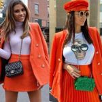 ZARA  Tweed Weave Jeweled Buttons Blazer Jacket Orange Size XS NEW Photo 2