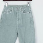 American Eagle Womens Mom Straight Jeans Size 00 Long Green Distressed Grunge Photo 1