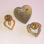 Gold Tone Brass Tone Heart Brooch Set Photo 3