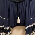 Surf Gypsy Navy Blue Hold My Mimosa Boho Tiered Bell Sleeve Crop Top Size Small Photo 6