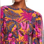 Farm Rio Pink Floral Yellow Fruit Dream Long Sleeve Tiered Mini Dress L Photo 5