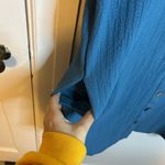 Cozy Casual  Blue Button Front Gauze Shirt Dress Photo 4