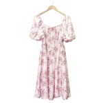 Baltic Born  Sonnet Blush Floral Midi Dress Puff Sleeve Smocked Back Size Small Photo 1