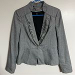 White House | Black Market  Ruffle Front Single Button Blazer‎ Jacket Size 6 Gray Photo 0