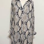 H&M  Snakeskin tunic dress Balloon sleeve Beige Black Lightweight Oversize Size M Photo 4