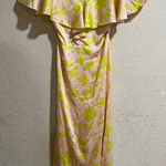 Kate Spade New York Yellow Pink Floral Splash Ruffle Satin Maxi Dress 6 Photo 0